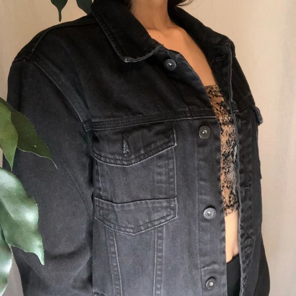 Black Denim Unisex Jacket - Picture 3 of 12